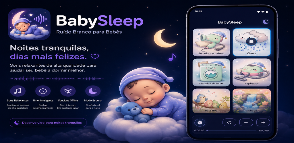 Conheça o aplicativo BabySleep Ruído Branco