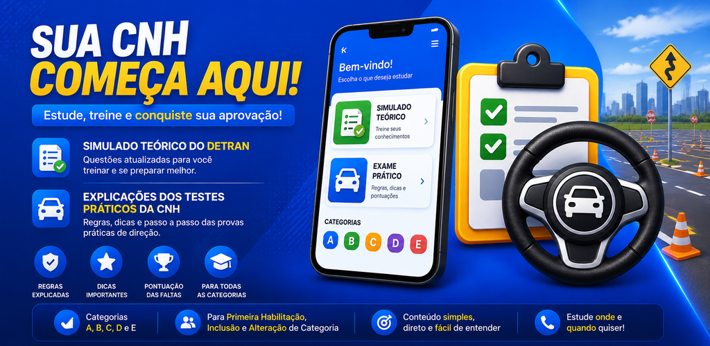Conheça o aplicativo CNH Teórico e Prático